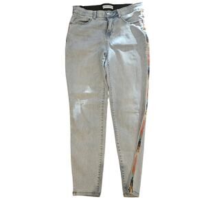 Knox Rose embroidered boho skinny jeans Light wash womens 8 medium stretchy high